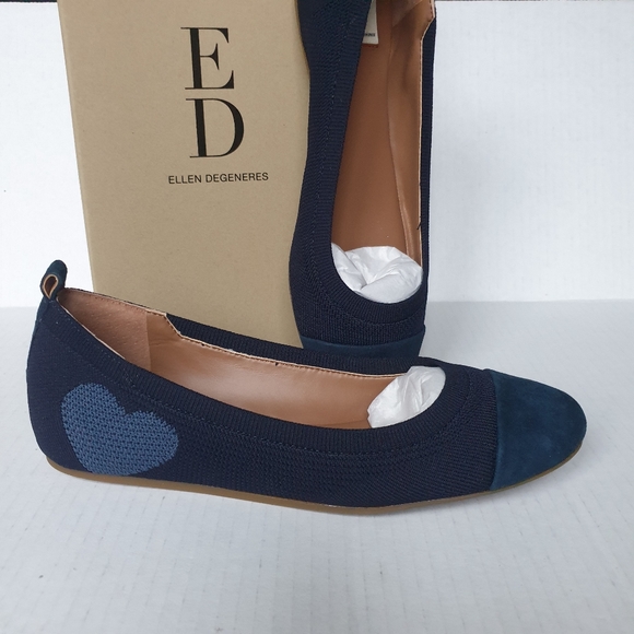 Ellen DeGeneres Lilliane Knit Heart Lagoon Bay Blue Slip-On Ballet Flats Sz 7.5 - Picture 15 of 16